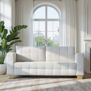 English Elm FX-P54-BK Plush Chenille Sofa with Metallic Legs, Subtle Glamour, Durable Velvet Feel for Living Room Beige W576S00168