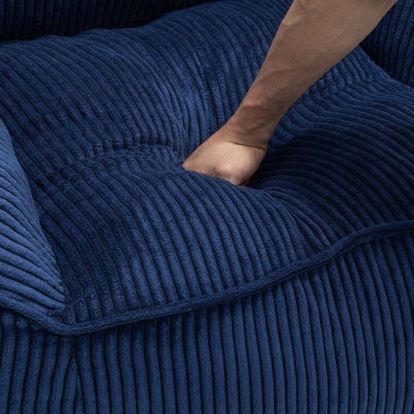 English Elm Giant Corduroy Bean Bag Sofa with Armrests Foam Filled Cozy Adult Lounge Chair Dark Blue W2200P442801