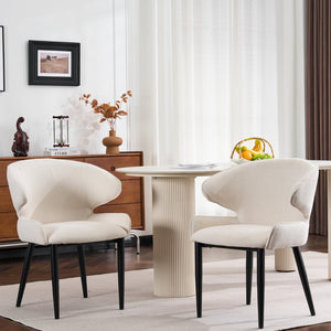 English Elm Modern Shell Back Upholstered Dining Chairs Set of 2 Scandinavian Fabric Seat N772P429023B