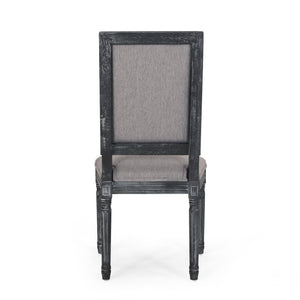 English Elm Christopher Knight Home® - DINING Chair Set of 2 French Country Upholstered Dining Chairs with Fluted Legs and Weathered Finish Grey 71237.00GRY
