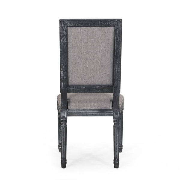 English Elm Christopher Knight Home® - DINING Chair Set of 2 French Country Upholstered Dining Chairs with Fluted Legs and Weathered Finish Grey 71237.00GRY