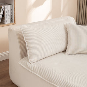 English Elm Chaise High-Density Foam Sleeper Chair – Corduroy Upholstered, No Assembly, Reversible Armrests Beige W1170S00038