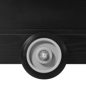 English Elm K&K 54" Farmhouse Kitchen Island Cart with Drop Leaf, Wine Rack, Power Outlet and Rolling Storage Black N707P349814B