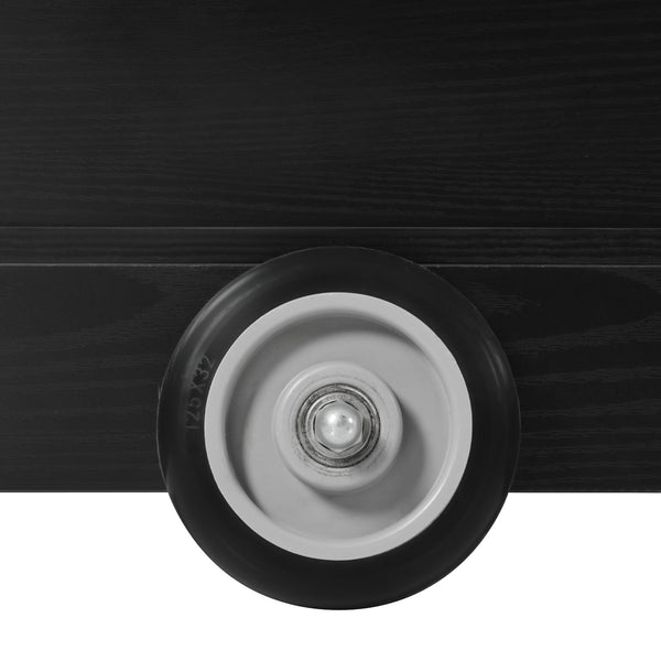 English Elm K&K 54" Farmhouse Kitchen Island Cart with Drop Leaf, Wine Rack, Power Outlet and Rolling Storage Black N707P349814B