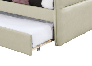 English Elm Daybed Upholstered Twin-Over-Twin with Trundle in Dusty Rose Velvet-Look Fabric, Easy Care Finish Tan 79.25 L x 12.5 W x 6.25 H B2699S00042