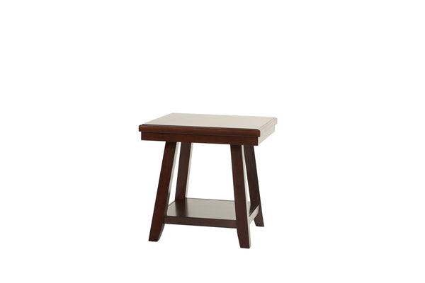 English Elm Modern Walnut Finish End Table with Open Shelf, Solid Rubberwood Legs, 22" x 24" x 22"H Stylish Storage B011P396188