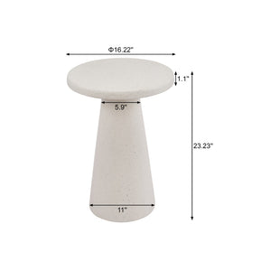 English Elm Mgo Compact Side Table Weatherproof Magnesium Oxide Build for Patio or Living Room White N776P372343W