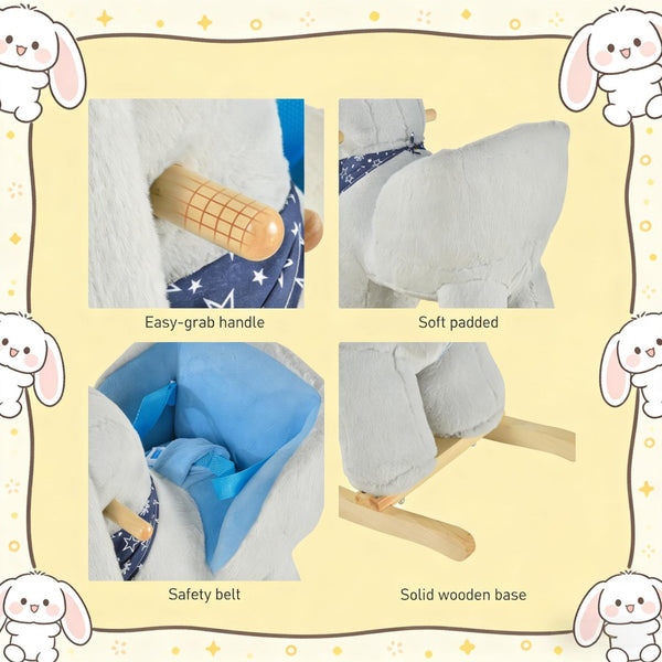English Elm Llama Plush Rocking Toy for Toddlers with Wooden Rails Padded Seat and Grip Handle T3971P442716