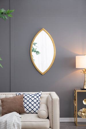 English Elm 23.7x42.8" Gold Frame Decorative Mirror with Elegant Curves for Foyer, Bedroom, Bathroom Accent Decor W2078P399176