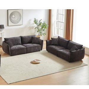English Elm 3-Seater Modern Combo Sofa With Sleeper Function, Soft Chenille Fabric & 4 Matching Pillows, Stylish Design W1193S00112