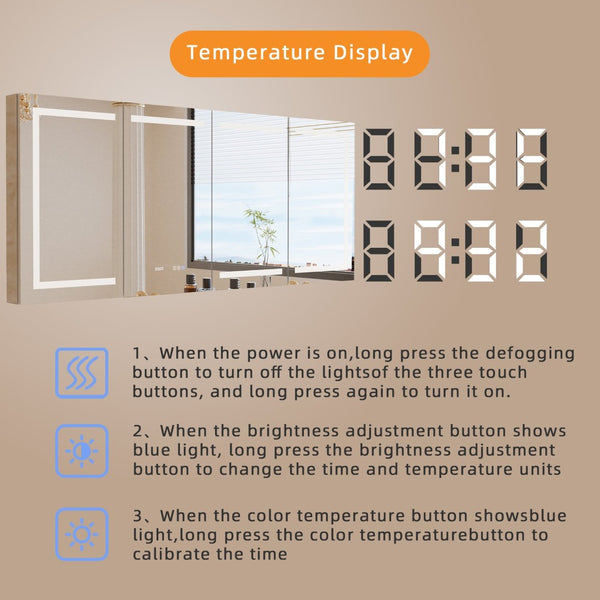 English Elm Lighted Aluminum Medicine Cabinet Smart Mirror with Anti-fog Led and Built-in Usb Outlet W5609P461368