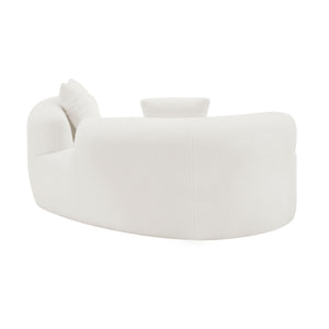 English Elm 66.93 Curved Loveseat 73" Heart-Shaped Teddy Velvet Sofa Full Foam & Spring Support, No-Assembly Cozy Compact White W3612P332115