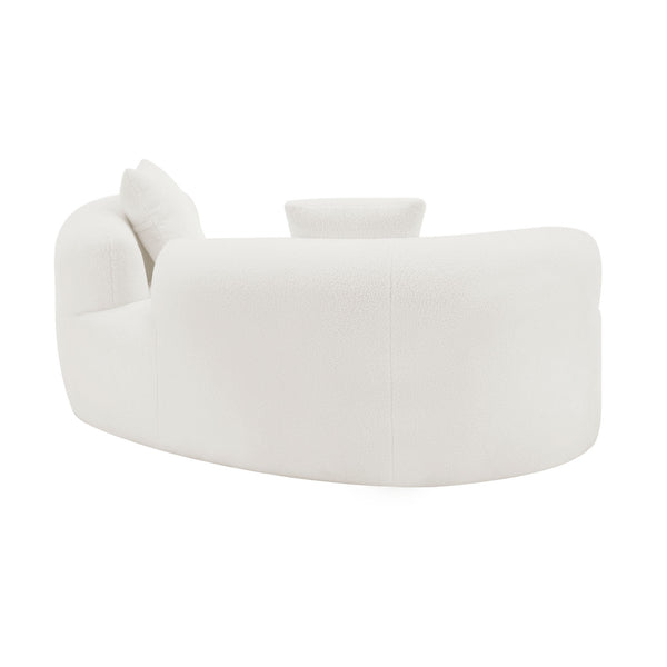 English Elm 66.93 Curved Loveseat 73" Heart-Shaped Teddy Velvet Sofa Full Foam & Spring Support, No-Assembly Cozy Compact White W3612P332115