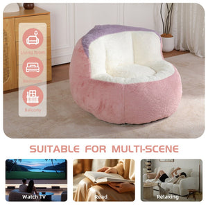 English Elm Oversized Multicolor Faux Fur Bean Bag Chair - Cozy Lounger With Shredded Foam, No Assembly Needed! W3723P375715-GIGA
