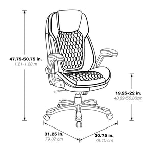 OSP Home Furnishings Bonded Leather Executive Chair with Lumbar Support Ergonomic Seating for Home Office ECH620867-EC2