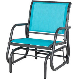 English Elm Steel Outdoor Glider Chair with Mesh Seating and Ergonomic High Back for Porch or Patio T3971P418238