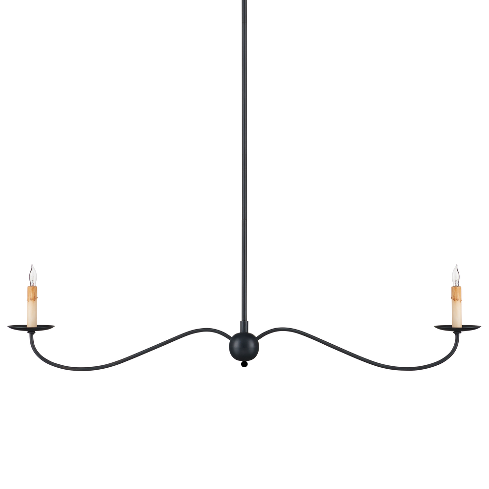 Saxon Black Linear Chandelier - Elegant Wrought Iron Fixture Perfect for Modern Farmhouse Spaces