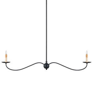 Saxon Black Linear Chandelier - Elegant Wrought Iron Fixture Perfect for Modern Farmhouse Spaces