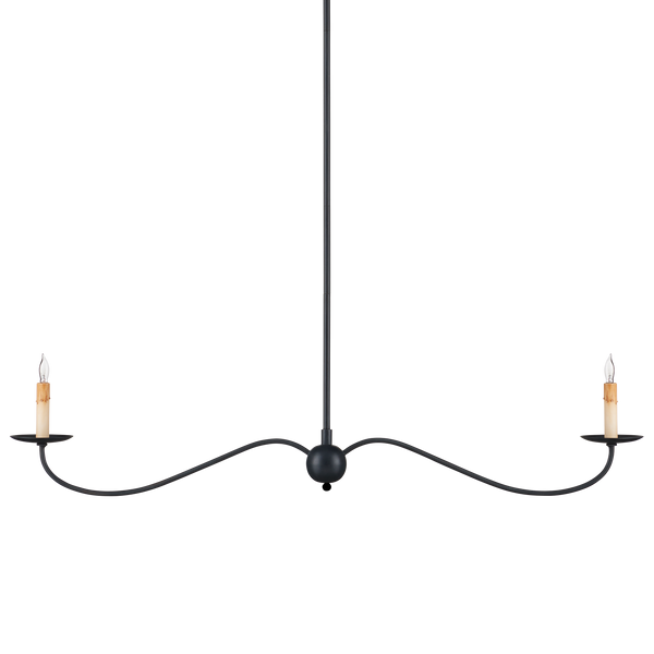Saxon Black Linear Chandelier - Elegant Wrought Iron Fixture Perfect for Modern Farmhouse Spaces