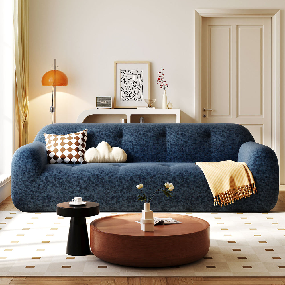 English Elm U_Style 85.8" Chenille 3-Seater Sofa with Tufted Cushions, Pocket Springs, Plush Sponge Comfort, 900lb Capacity Navy Blue N711P281401V