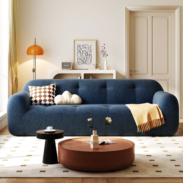 English Elm U_Style 85.8" Chenille 3-Seater Sofa with Tufted Cushions, Pocket Springs, Plush Sponge Comfort, 900lb Capacity Navy Blue N711P281401V