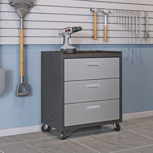 English Elm Rolling Metal Garage Cabinet with Locking Doors Diamond Texture Industrial Storage Dark Grey B365P398226