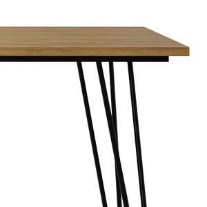 English Elm Hunter Modern Industrial Dining Table 66x40 in Solid Mango Wood Top with Black Hairpin Legs, Durable Finish Light Brown B136P203505
