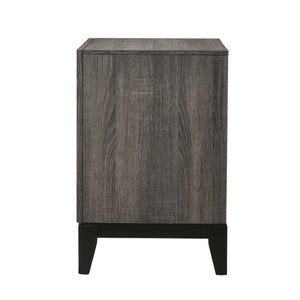 English Elm Wooden Nightstand With 2 Spacious Drawers In Weathered Gray Finish - Modern Elegance Meets Functionality B016P253581-GIGA
