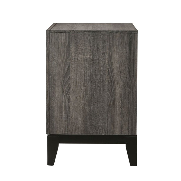 English Elm Wooden Nightstand With 2 Spacious Drawers In Weathered Gray Finish - Modern Elegance Meets Functionality B016P253581-GIGA