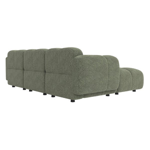 English Elm Beige Boucle L-shaped Sectional with Sculptural Cushion Blocks and Movable Ottoman Green N758T404142F
