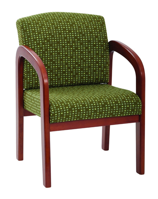 OSP Home Furnishings Medium Oak Visitor Chair with Lumbar Support Padded Seat for Office or Reception Herb WD380-K103