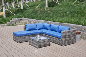 English Elm Patio Sofa With All-Weather Cushions For Stylish Outdoor Relaxation And Entertaining Spaces B205S00063-GIGA