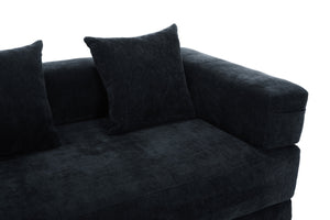 English Elm UNITED Folding Sofa Bed with Removable Cover Zipper, Chenille Memory Foam Sleeper for Small Spaces Black W1568P293809