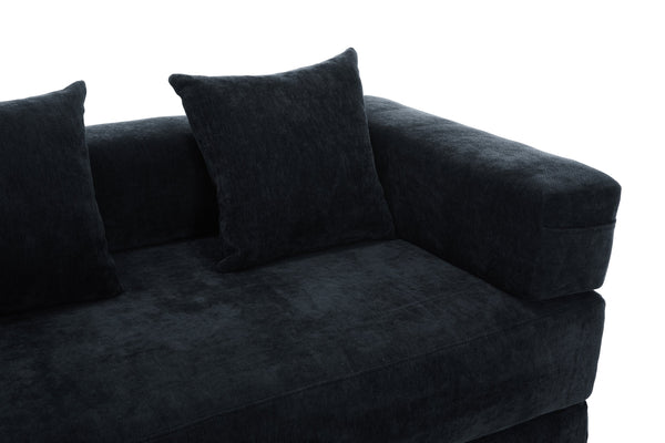 English Elm UNITED Folding Sofa Bed with Removable Cover Zipper, Chenille Memory Foam Sleeper for Small Spaces Black W1568P293809