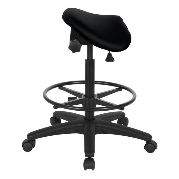 OSP Home Furnishings Backless Saddle Stool Ergonomic Pneumatic Height Adjustable Office Studio Task Seating Dillon Black ST205-R107