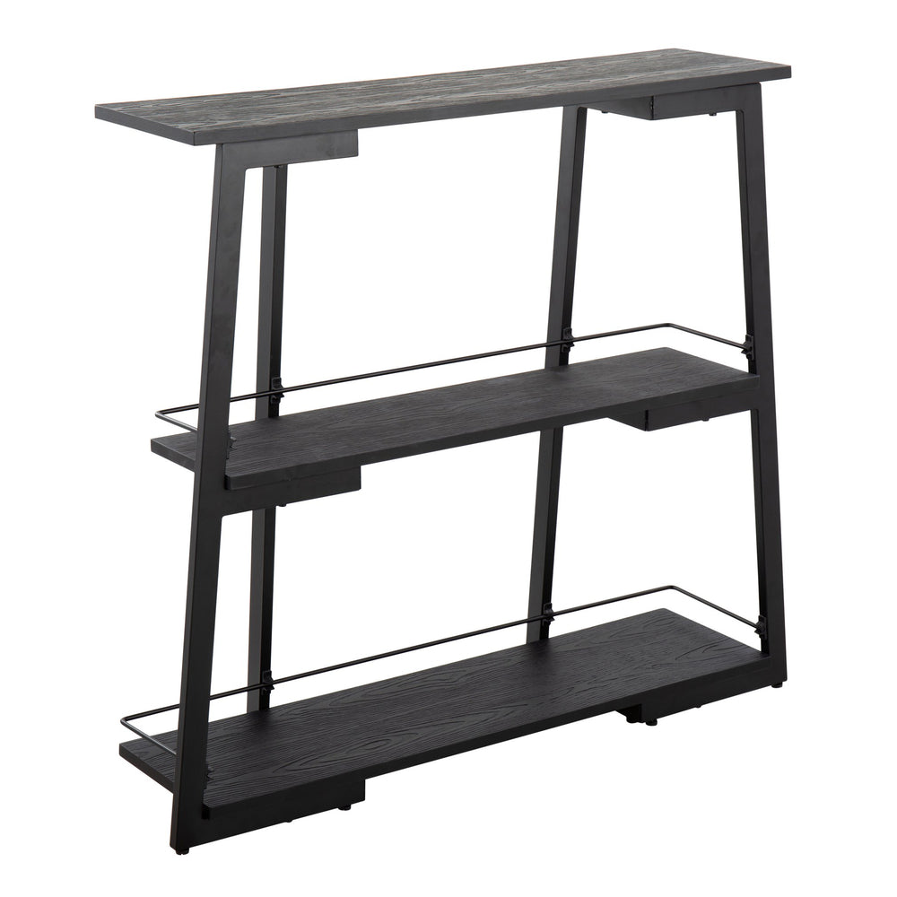 English Elm Converge Industrial Bookcase – Black Steel Frame with Black Bamboo Shelves, 3-Tier Rustic Chic (94) B202P223885