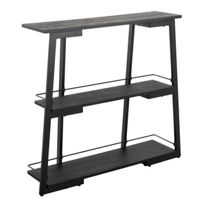 English Elm Converge Industrial Bookcase – Black Steel Frame with Black Bamboo Shelves, 3-Tier Rustic Chic (94) B202P223885