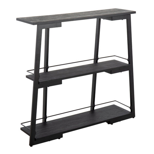 English Elm Converge Industrial Bookcase – Black Steel Frame with Black Bamboo Shelves, 3-Tier Rustic Chic (94) B202P223885