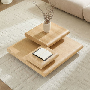 English Elm 3-piece Modular Mdf Coffee Table Sculptural Stacking Design for Modern Living Rooms W2582P451418