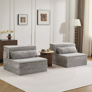 English Elm Compression Modular Sofa Bed - Versatile Mahjong Design, Soft Fleece, No Assembly, 2 Pillows Included! W3723S00048