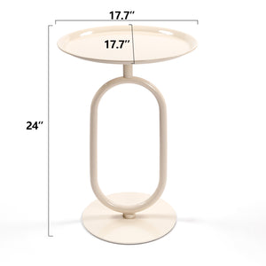 English Elm 2PCS. Lantern-Shaped Metal End Table – 24" Tall Retro Modern Side Table with Stable Weighted Base, Rust-Resistant Finish, Easy Assembly W2664S00026