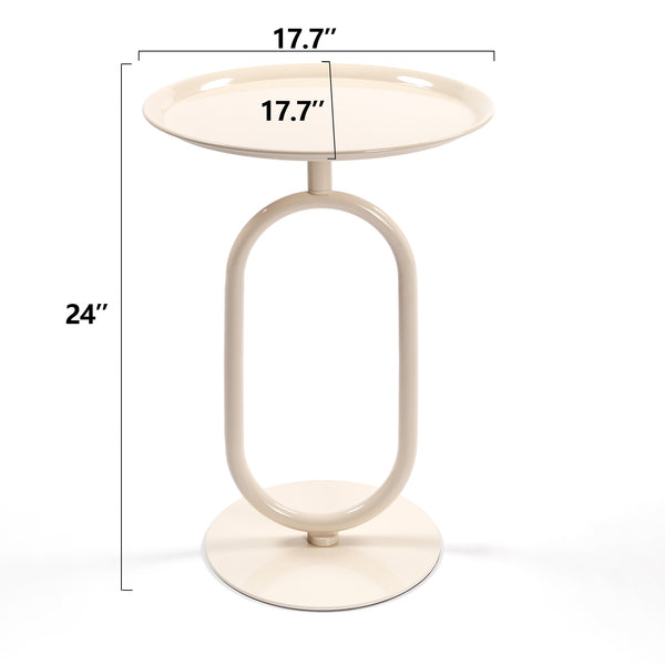 English Elm 2PCS. Lantern-Shaped Metal End Table – 24" Tall Retro Modern Side Table with Stable Weighted Base, Rust-Resistant Finish, Easy Assembly W2664S00026