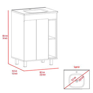 English Elm Palmer 24" Free Standing Vanity Cabinet White - Modern Minimalist Drop-In Sink Base, Open Cubby Storage, CARB Compliant B128S00073