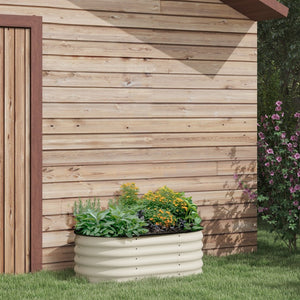 English Elm Outsunny 3.5' X 2' Galvanized Raised Garden Bed Kit - Durable Metal Planter Box For Flowers & Veggies W2225P200926-GIGA