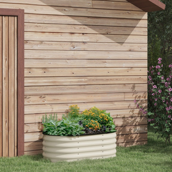 English Elm Outsunny 3.5' X 2' Galvanized Raised Garden Bed Kit - Durable Metal Planter Box For Flowers & Veggies W2225P200926-GIGA