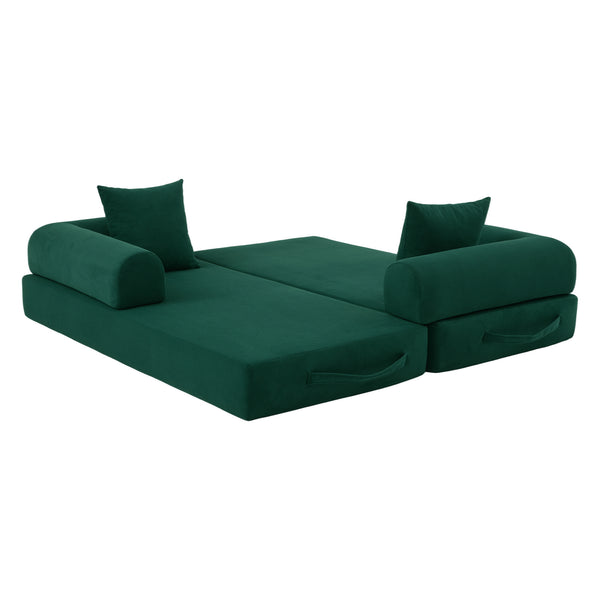 English Elm UNITED modular foldable sofa with metal frame, corduroy upholstery, side pocket & quick assembly convenience Emerald W1568P375638