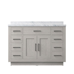 English Elm White Oak Single Bath Vanity 48" W X 22" D With Luxurious Carrara Marble Top & Soft-Close Drawers B2731P257717-GIGA