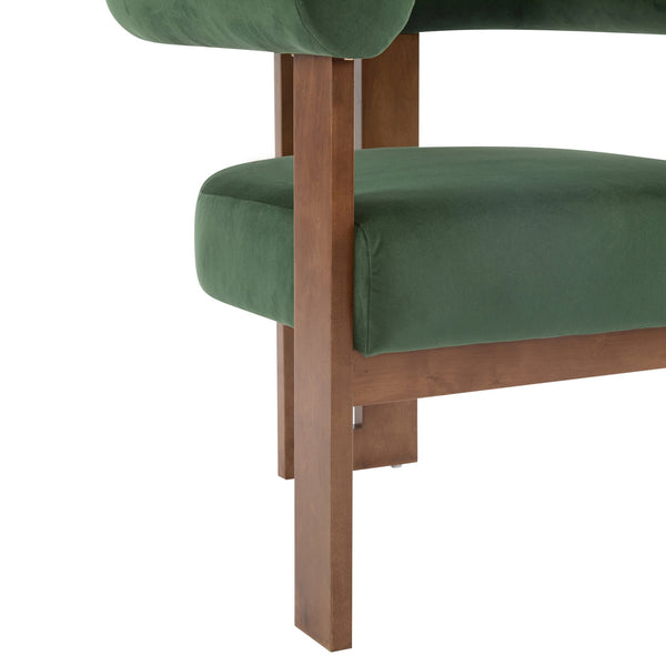 English Elm Christopher Knight Home® - Modern Upholstered Round Arm Accent Chair with Velvet Finish, Elegant Curved Back and Three Legs Design Green,Walnut 30.5 L x 29 W x 14.5 H N776P216194G