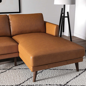 English Elm Ashcroft Furniture - Lore L-Shaped Genuine Leather Sectional In Cognac Tan - Stylish Mid-Century Modern Comfort For All B183S00028