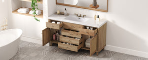 English Elm 60" Boutique Bathroom Vanity Rattan Doors Soft Close Drawers Smc Sink Pine Legs Natural Wood N817P397678N